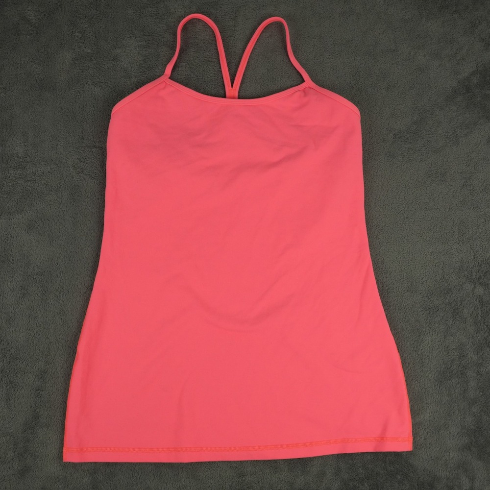 Lululemon Power Y Tank Top Womens Size 8 Pink Racerback‎ Built-in Bra Activewear
